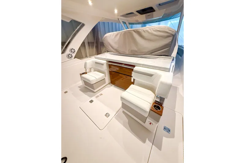 Slide: The Image of Luxurious interior of 2025 Tiara Yachts 38 LS, featuring elegant seating and modern design. - 2