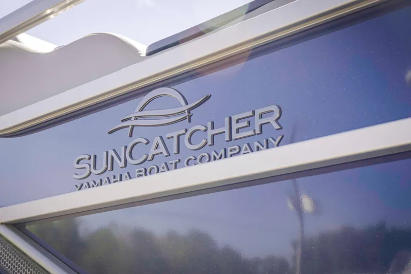 Slide: The Image of 2025 SunCatcher Fusion 324SS boat logo by Yamaha Boat Company. - 13