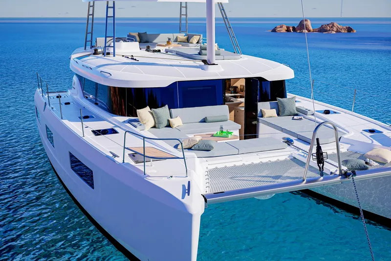 The Image of Luxurious 2026 Lagoon 47 catamaran on serene blue waters, featuring spacious deck and modern design. - 1