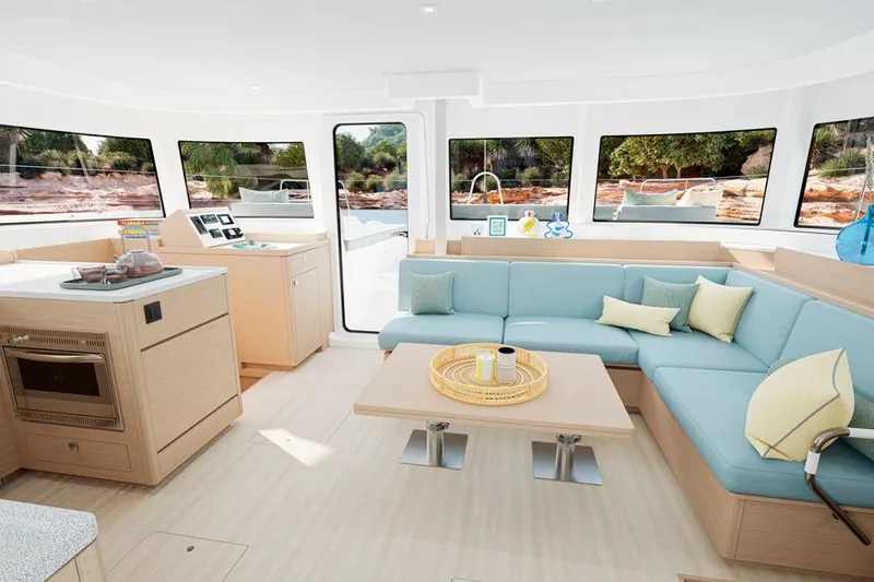 Slide: The Image of Interior of Lagoon 47 yacht, modern design, 2026 model. - 8