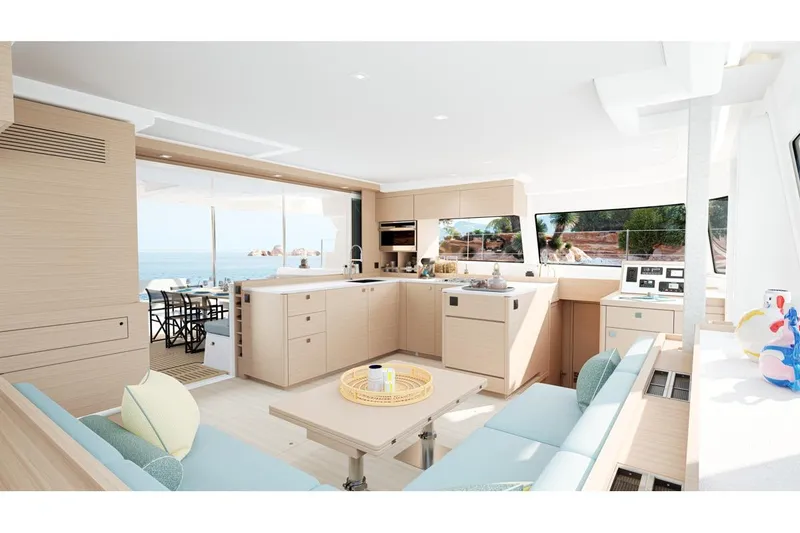 Slide: The Image of Interior of Lagoon 47 yacht, modern and spacious, built in 2026. - 10