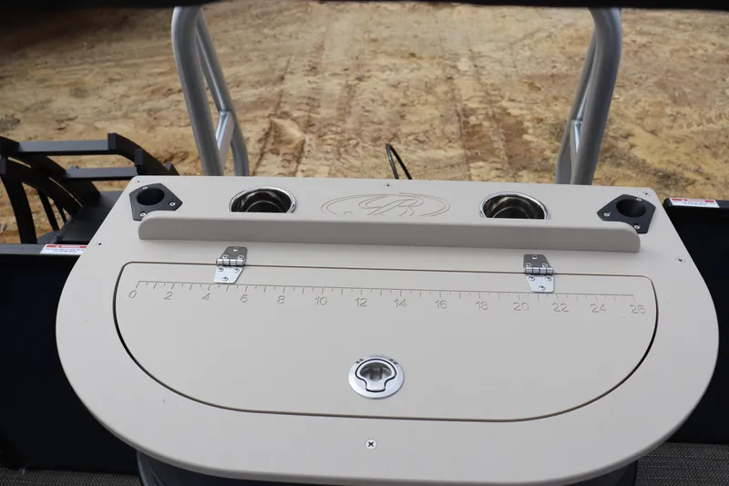 Slide: The Image of Bentley Pontoons Legacy 223 Fish N Cruise 2026 fishing station with ruler and cup holders. - 8