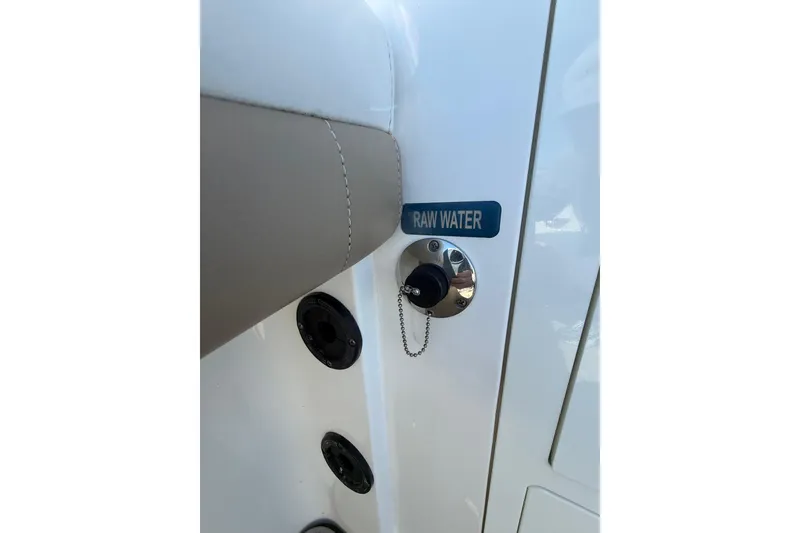 Slide: The Image of 2019 World Cat Glacier Bay Edition 2740 Dual Console raw water inlet detail. - 42
