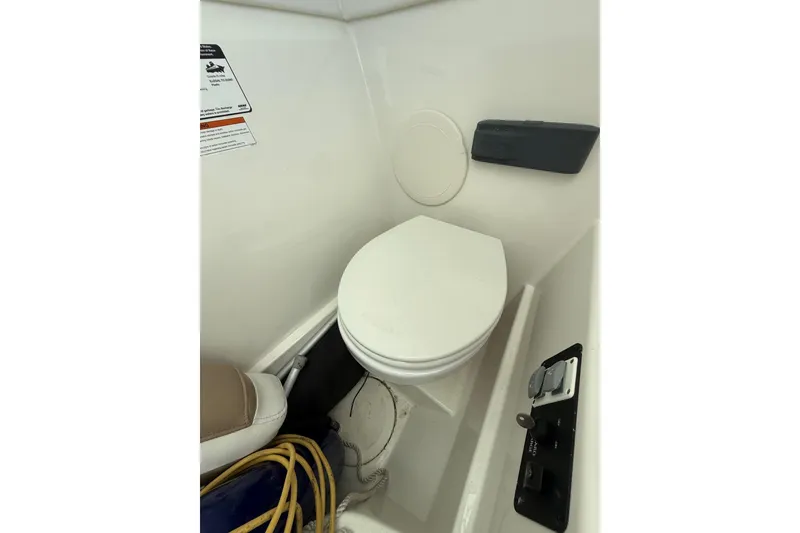Slide: The Image of 2019 World Cat Glacier Bay Edition 2740 boat toilet interior view. - 46