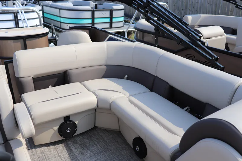 Slide: The Image of Luxurious seating on 2026 Bentley Pontoons Fish 220 4-Point boat, showcasing comfort and style. - 5