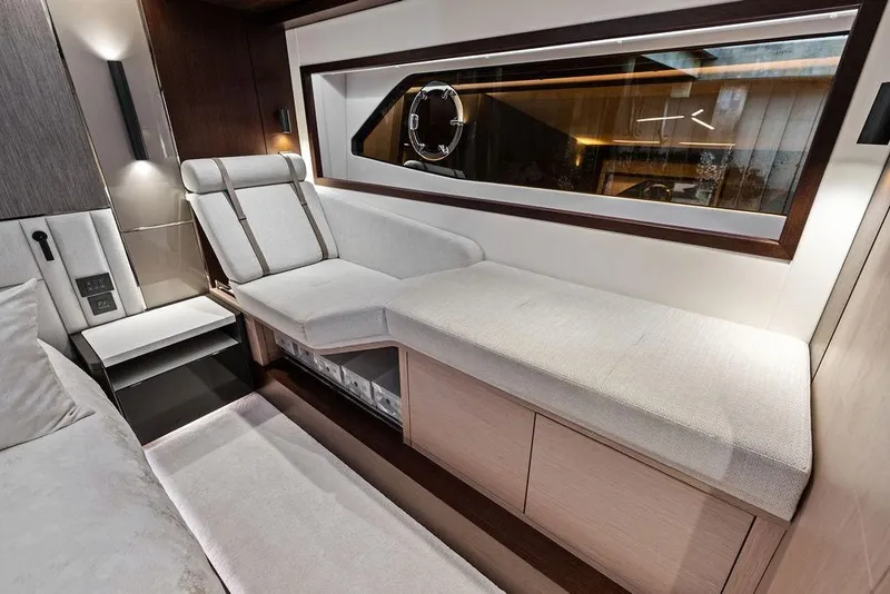 Slide: The Image of Luxurious interior of 2021 Sunseeker Manhattan 68 yacht with elegant seating and modern design. - 65