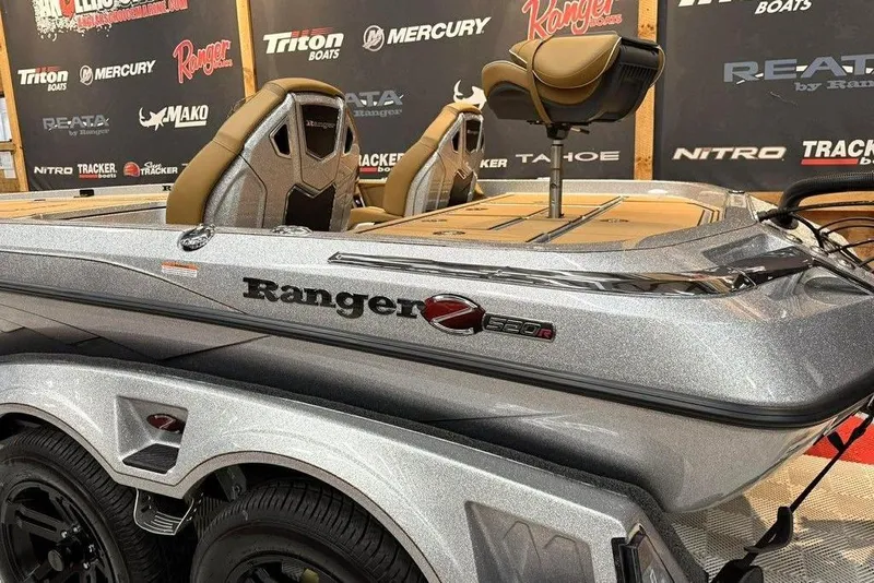 Slide: The Image of 2026 Ranger Z520R Ultra boat with sleek design and comfortable seating. - 12