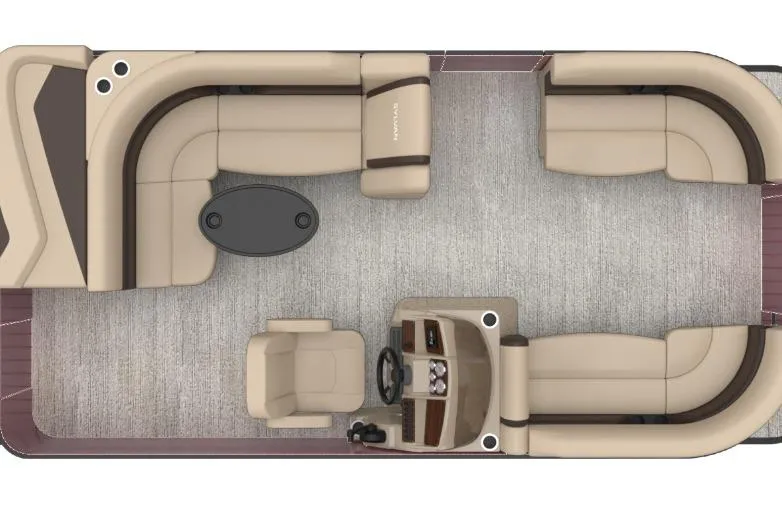 Slide: The Image of Top view of 2026 Sylvan Mirage 8520 Cruise pontoon boat interior layout. - 2