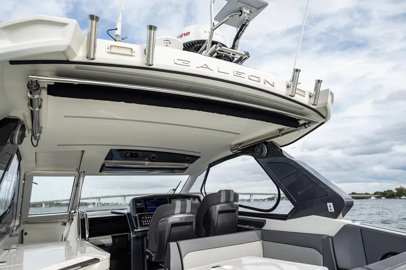 Slide: The Image of 2023 Galeon 325 GTO yacht interior with modern design and advanced navigation equipment. - 33