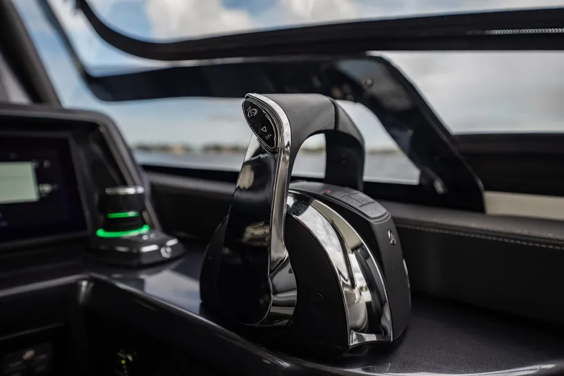 Slide: The Image of Throttle control of 2023 Galeon 325 GTO yacht, featuring sleek design and modern technology. - 39