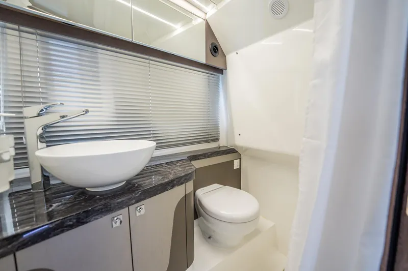 Slide: The Image of Luxurious bathroom in 2023 Galeon 325 GTO yacht with modern fixtures and elegant design. - 54