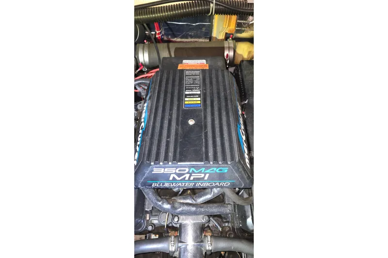 Slide: The Image of Engine of 1999 Carver 326 Aft Cabin Motor Yacht, 350 MAG MPI Bluewater Inboard. - 48