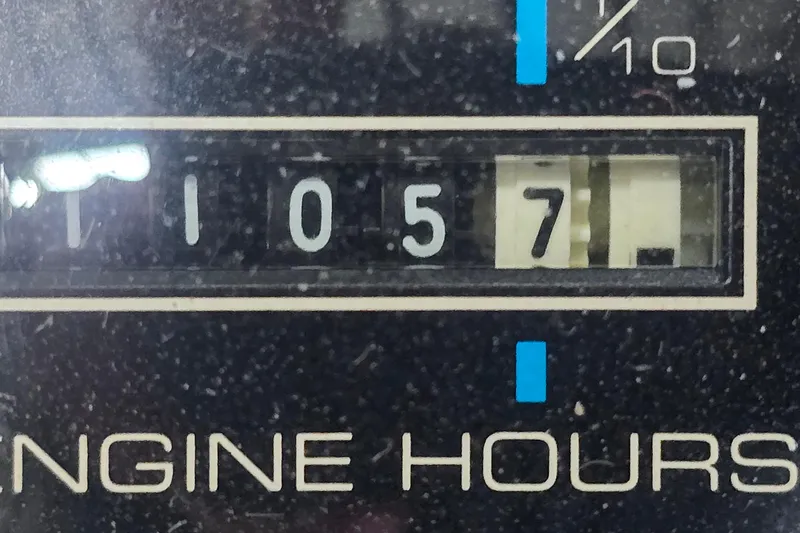 Slide: The Image of Close-up of engine hours meter showing 11057 on a 1999 Carver 326 Aft Cabin Motor Yacht. - 5