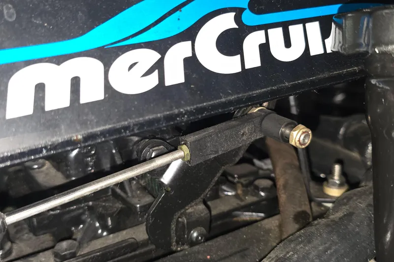 Slide: The Image of Close-up of a MerCruiser engine component on a 1999 Carver 326 Aft Cabin Motor Yacht. - 51