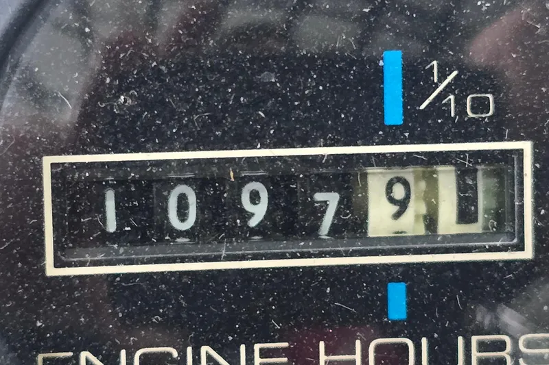 Slide: The Image of Close-up of engine hour meter showing 1097.9 hours on a 1999 Carver 326 Aft Cabin Motor Yacht. - 6