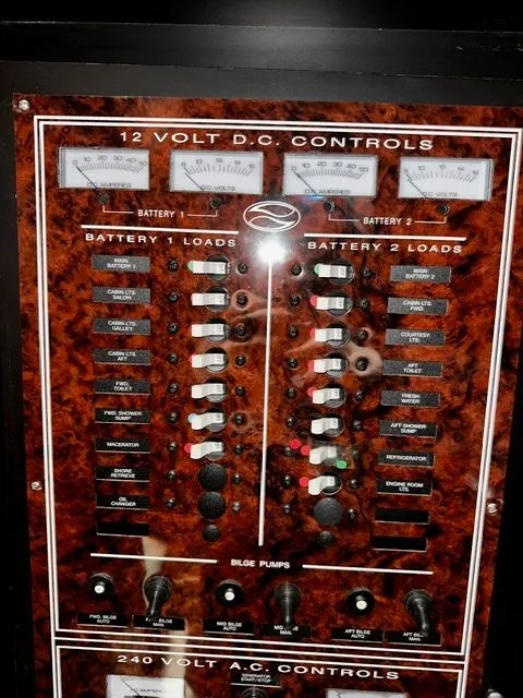 Slide: The Image of Control panel of the 2002 Silverton 39 Motor Yacht. - 47