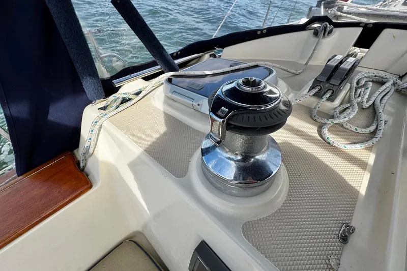 Slide: The Image of Wind gauge and ropes on 1998 Island Packet 350 sailboat. - 74