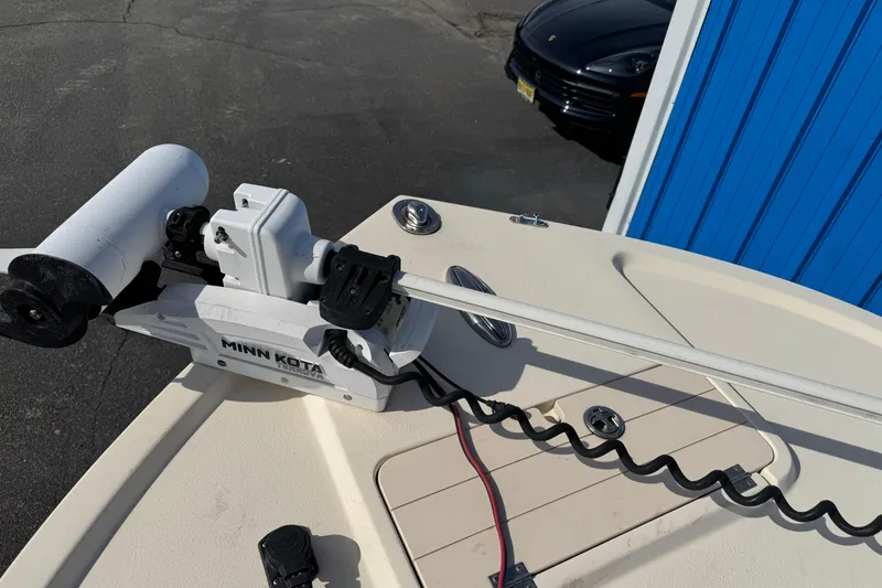 Slide: The Image of Minn Kota trolling motor on 2011 Parker 2300 Special Edition boat deck. - 11