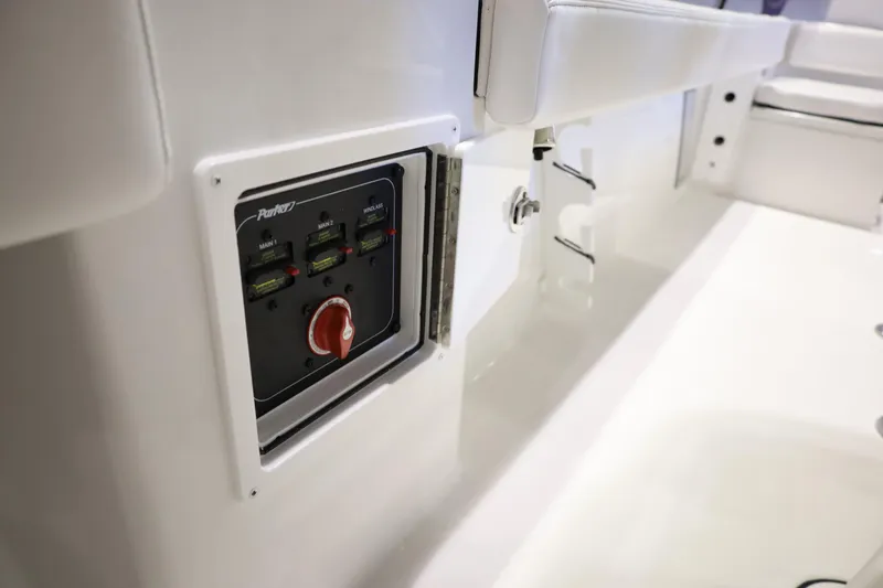 Slide: The Image of Control panel on 2026 Parker 210 Coastal boat interior. - 13