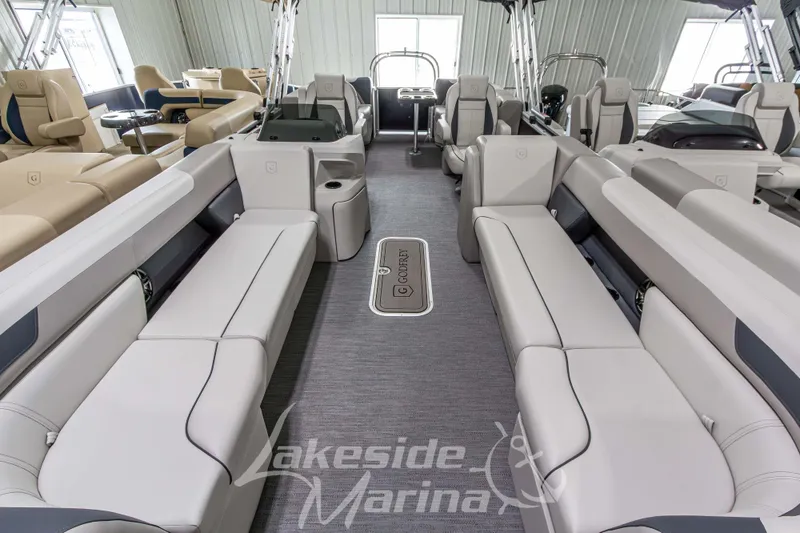 Slide: The Image of 2026 Godfrey Sweetwater 2286 SBC pontoon boat interior with spacious seating and modern design. - 5