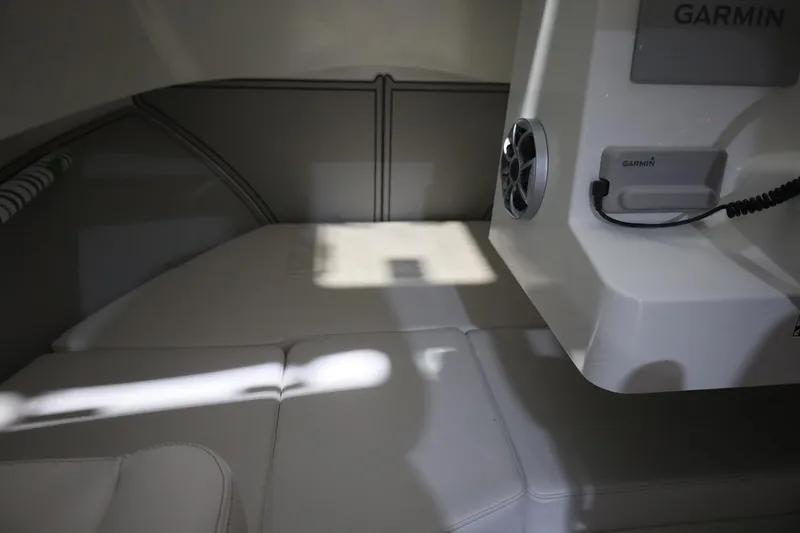 Slide: The Image of Interior cabin of 2026 Parker 227 Explorer boat with Garmin equipment. - 10