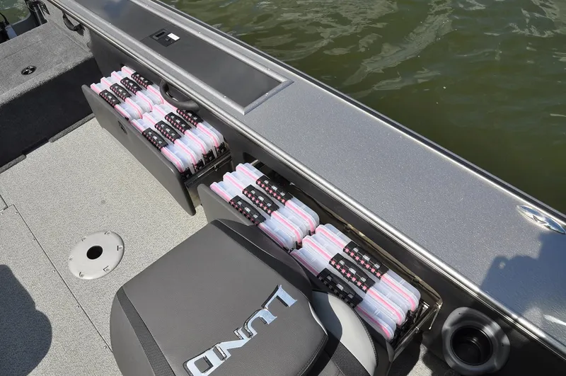 Slide: The Image of Manufacturer Provided Image: 2019 Lund 2175 Pro-V boat with organized tackle storage compartments. - 11