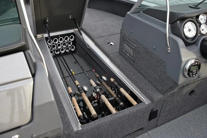 Slide: The Image of Manufacturer Provided Image: 2019 Lund 2175 Pro-V fishing rod storage compartment. - 4
