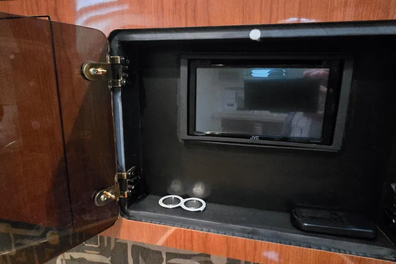 Slide: The Image of Open wooden cabinet with JVC screen inside, Monetery 302 Express, 2000 model. - 30