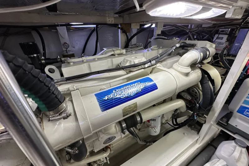 Slide: The Image of Engine room of a 1976 Pacifica Flybridge boat with Diamond Performance Series engine. - 7