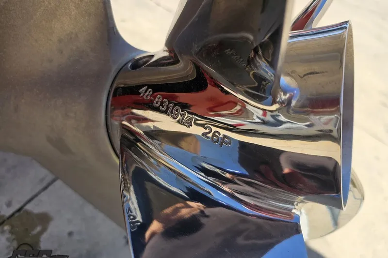 Slide: The Image of Close-up of a polished propeller blade with engraved specifications, Baja 24 Outlaw 2018. - 34