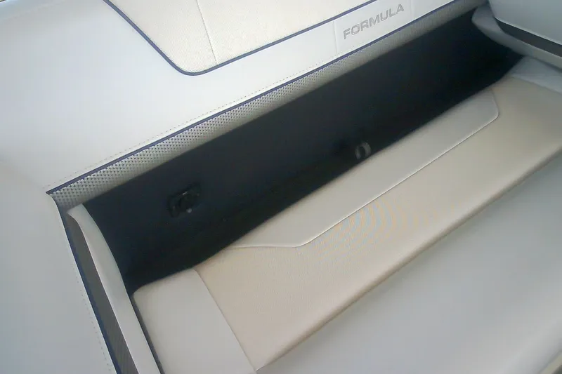 Slide: The Image of 2020 Formula 350 Crossover Bowrider interior seating detail with sleek design and branding. - 47