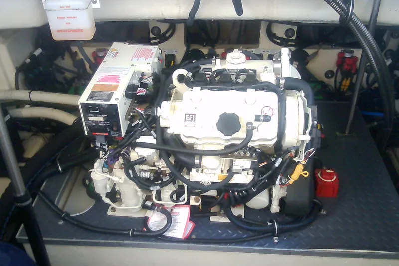 Slide: The Image of Engine compartment of a 2020 Formula 350 Crossover Bowrider boat. - 50