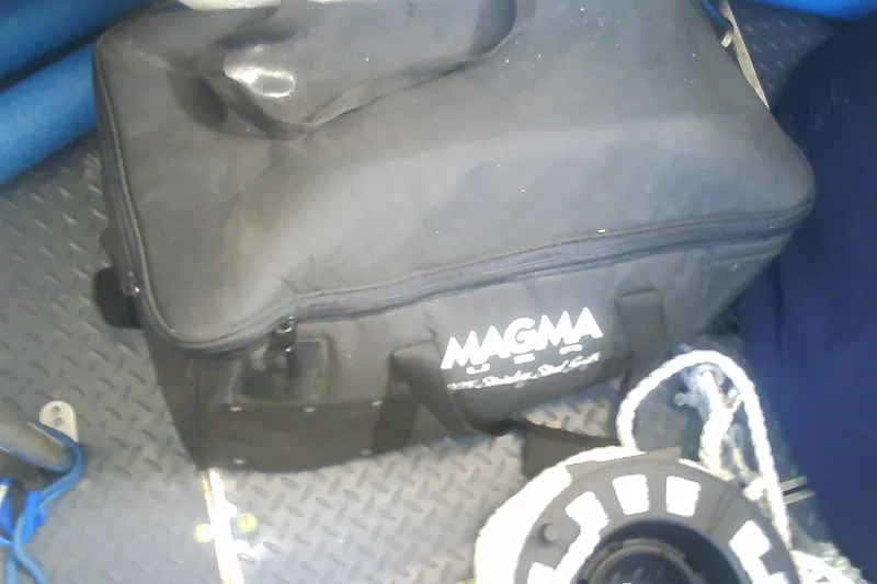 Slide: The Image of Black Magma bag on a Formula 350 Crossover Bowrider boat floor, 2020 model. - 51
