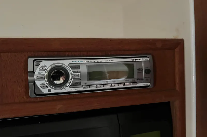 Slide: The Image of Sony marine stereo system in a 2005 Carolina Classic 35 boat interior. - 12