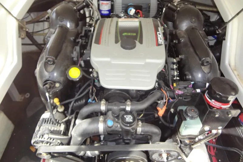 Slide: The Image of Engine compartment of a 2013 Crownline Eclipse E4 boat. - 41