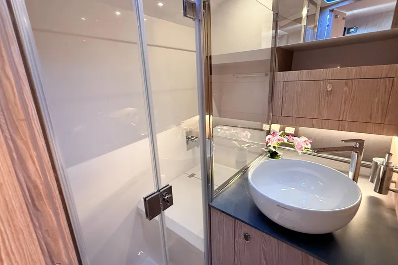 Slide: The Image of Luxurious bathroom in 2026 Santasevera 42 yacht with modern sink and elegant decor. - 11