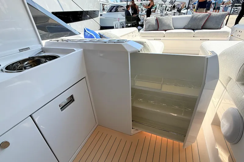 Slide: The Image of Luxurious Santasevera 42 yacht interior with modern kitchenette and seating, 2026 model. - 9