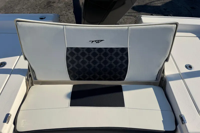 Slide: The Image of 2022 Tidewater 2410 Bay Max boat seat with stylish black and white upholstery. - 41