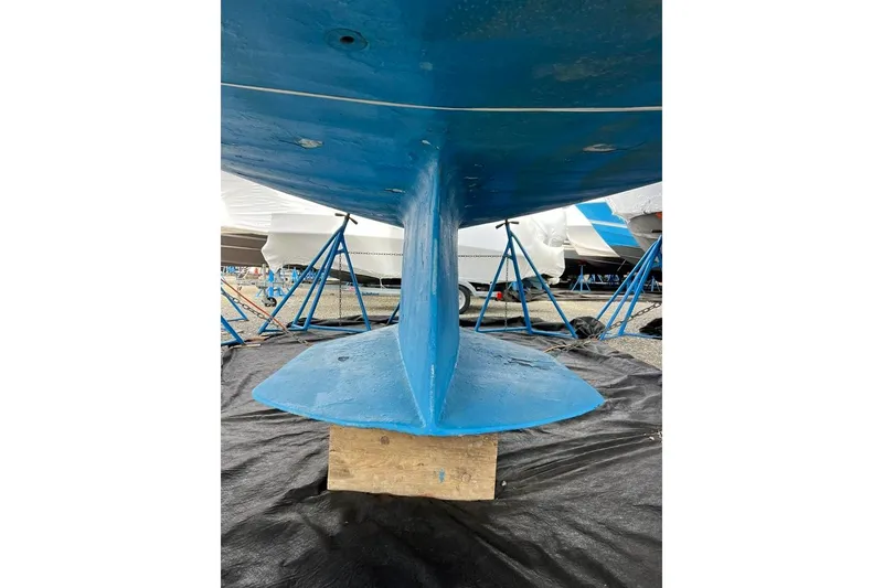 Slide: The Image of Underwater view of a 1998 Catalina 36 MkII sailboat keel on stands. - 16