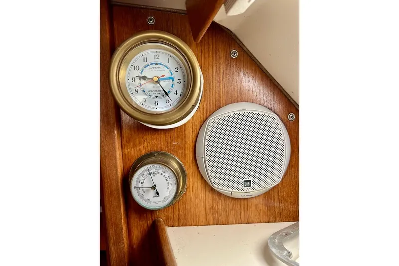 Slide: The Image of Brass clock and barometer on Catalina 36 MkII yacht, 1998 model, with marine speaker. - 32