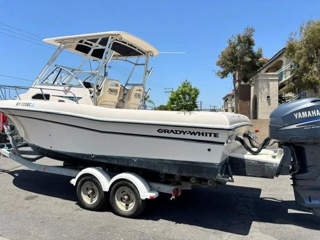 Slide: The Image of 2007 Grady-White Gulfstream 232 boat on trailer, side view. - 38