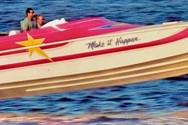 Slide: The Image of Colorful 2002 Avanti 41 boat interior with star design and dual seats. - 2