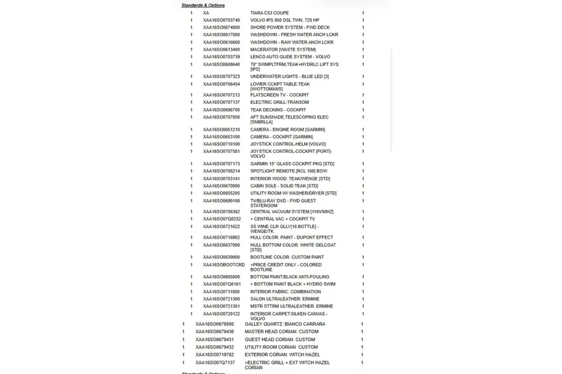 Slide: The Image of List of standard features and options for 2016 Tiara Yachts 50 Coupe. - 76