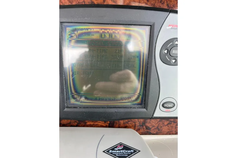 Slide: The Image of SmartCraft display on 2006 Sea Ray 340 Sundancer showing vessel status and engine data. - 28