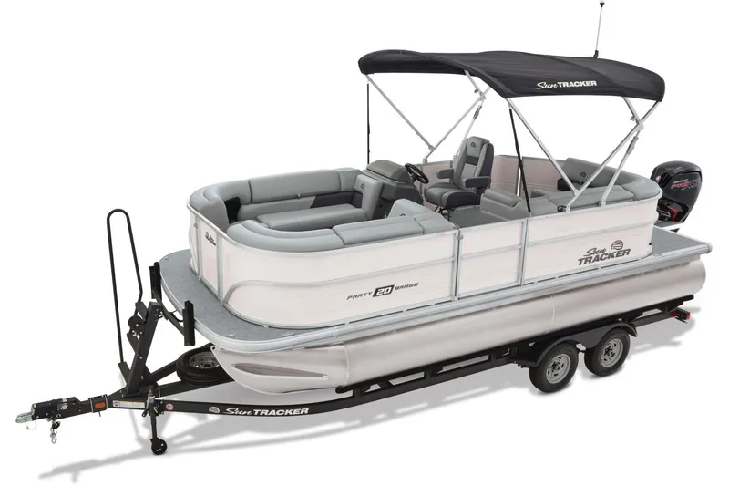 Slide: The Image of 2026 Sun Tracker Party Barge 20 DLX pontoon boat with Mercury Pro XS engine. - 6