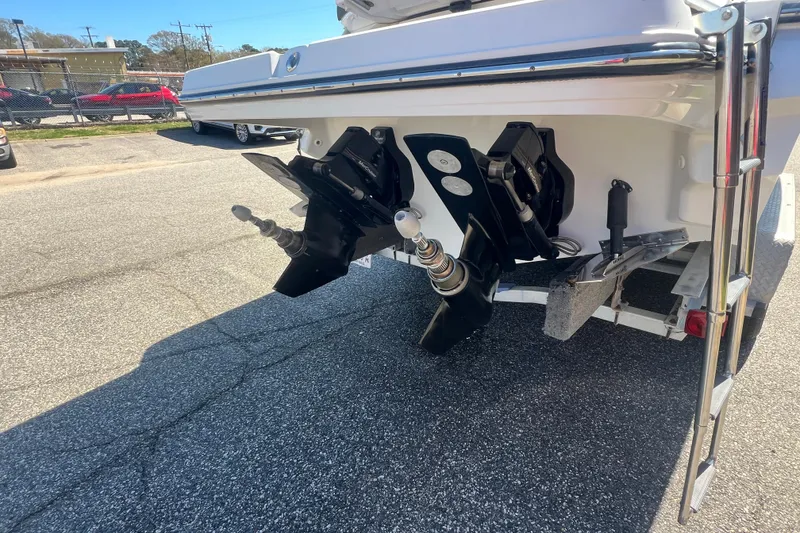 Slide: The Image of 2017 Monterey 298SS Super Sport boat stern with dual outboard motors. - 10