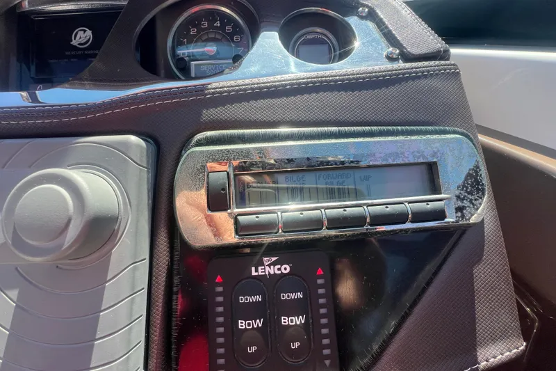 Slide: The Image of Dashboard controls of a 2017 Monterey 298SS Super Sport boat. - 35