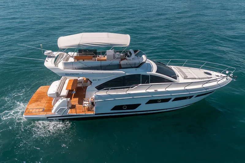 Slide: The Image of Luxury yacht Schaefer 510 GT 2023 on open sea. - 10