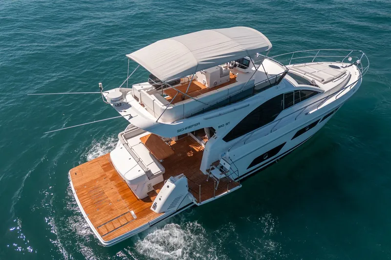 Slide: The Image of Luxury yacht Schaefer 510 GT 2023 on open sea. - 2