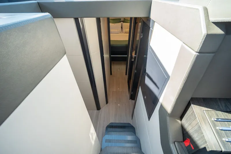 Slide: The Image of Interior of Schaefer 510 GT yacht, modern staircase and cabin, 2023 model. - 41